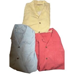 Lot‎ of 3 Tommy Bahama Silk Button Down Shirts Size XL Hawaiian Palms Tropical